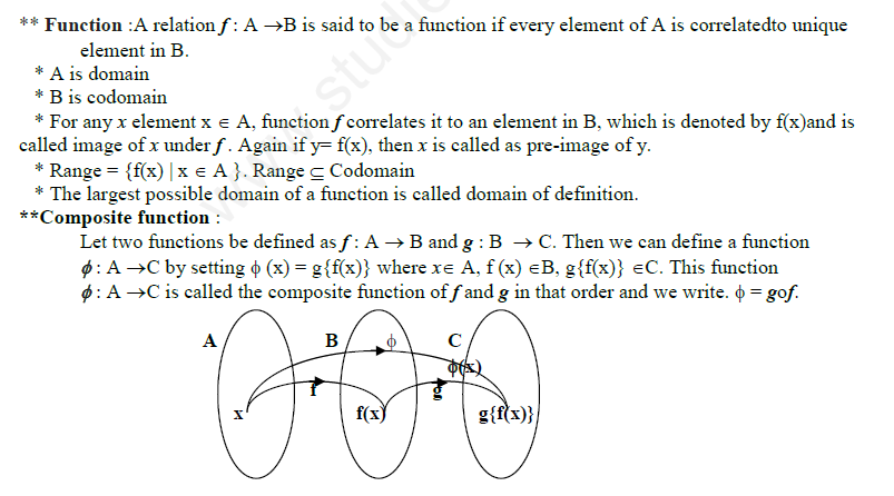 CBSE Class 12 Mathematics Relations And Functions Assignment Set G